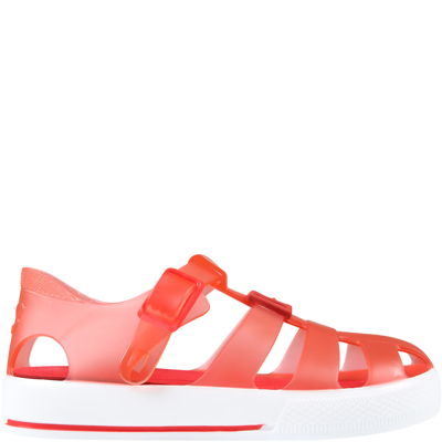 Shop Dolce & Gabbana Red Sandals For Kids With Logo