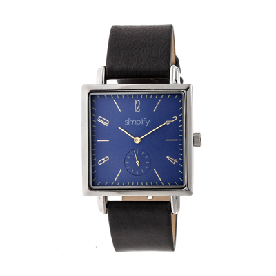 Shop Simplify The 5000 Blue Dial Black Leather Watch Sim5002 In Black / Blue / Gold Tone
