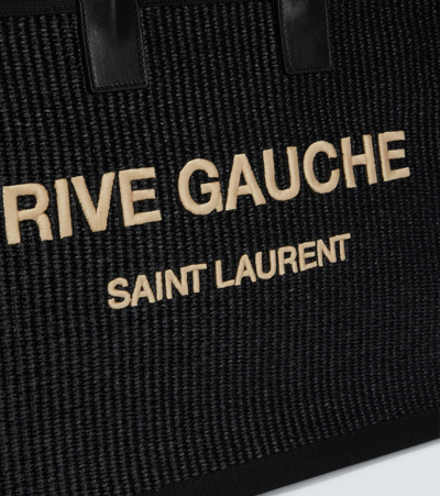 Shop Saint Laurent Rive Gauche Fabric Tote Bag In Nero/nat.beig/ne/ne