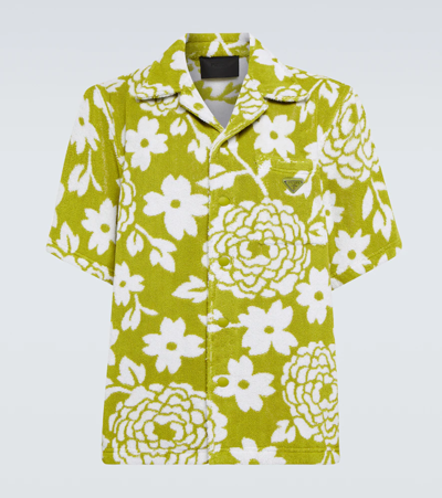 Shop Prada Short-sleeved Cotton Shirt In Felce