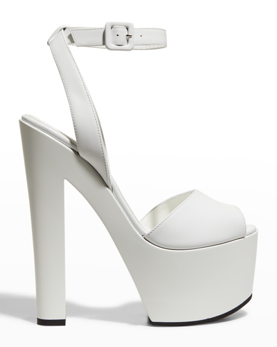 Shop Giuseppe Zanotti Birel Calfskin Ankle-strap Platform Sandals In Bianco
