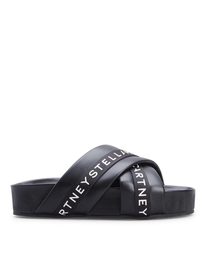 Shop Stella Mccartney Vesta Eco Alt Logo Crisscross Sandals In 1000 Black
