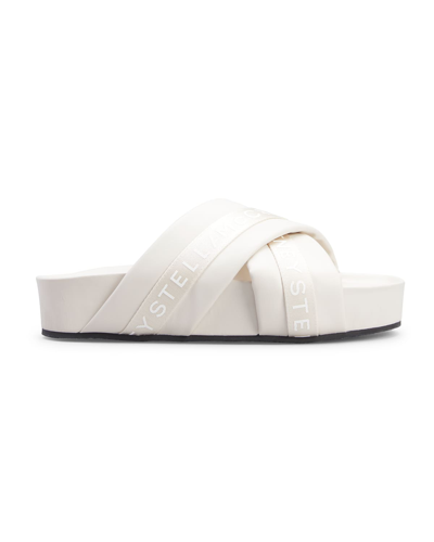 Shop Stella Mccartney Vesta Eco Alt Logo Crisscross Sandals In 9050 Greggio