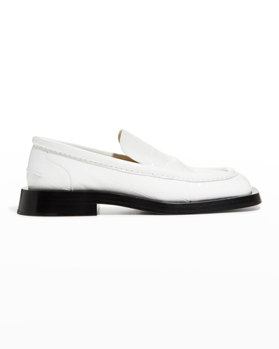 Shop Proenza Schouler Calfskin Square-toe Loafers In White