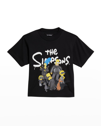 Shop Balenciaga Kid's X The Simpsons&trade; Graphic T-shirt In 1000 Black