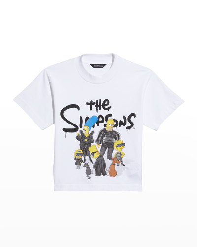 Shop Balenciaga Kid's X The Simpsons&trade; Graphic T-shirt In 9000 White