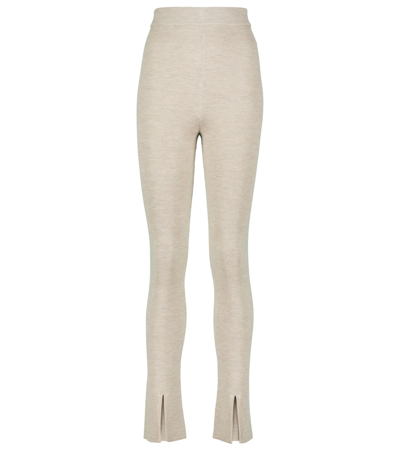 Shop Magda Butrym Wool, Silk And Cashmere Knit Pants In Beige