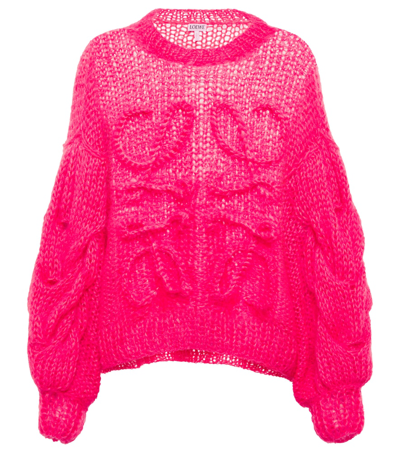 Shop Loewe Anagram Mohair-blend Sweater In Fluo Pink