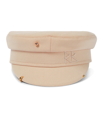 Shop Ruslan Baginskiy Embellished Twill Baker Boy Hat In Beige