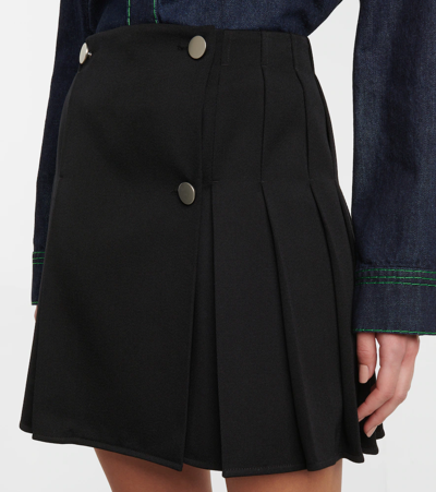 Shop Bottega Veneta A-line High-rise Wool Miniskirt In Black