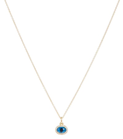 Shop Ileana Makri Mini Oval Eye 18kt Gold Necklace With Diamonds In Yellow Gold