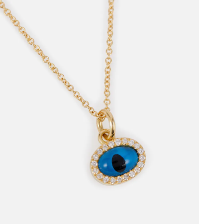 Shop Ileana Makri Mini Oval Eye 18kt Gold Necklace With Diamonds In Yellow Gold