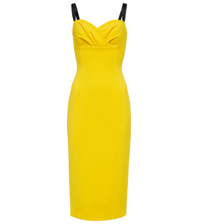Shop Dolce & Gabbana Sweetheart-neck Cady Midi Dress In Giallo Limone