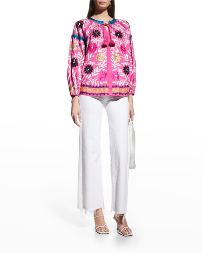 Shop Alexis Paulaine Embroidered Top In Aurora Pink