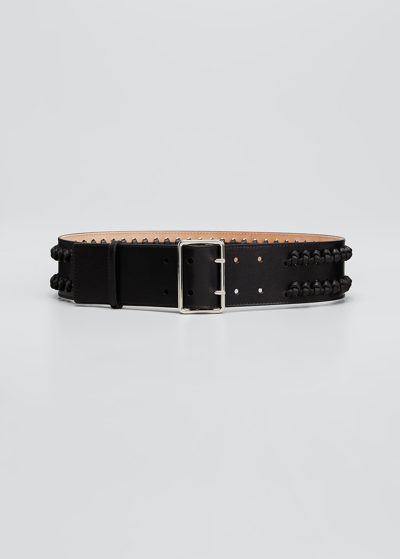 Shop Alexander Mcqueen Knotted Leather Military Belt In Black