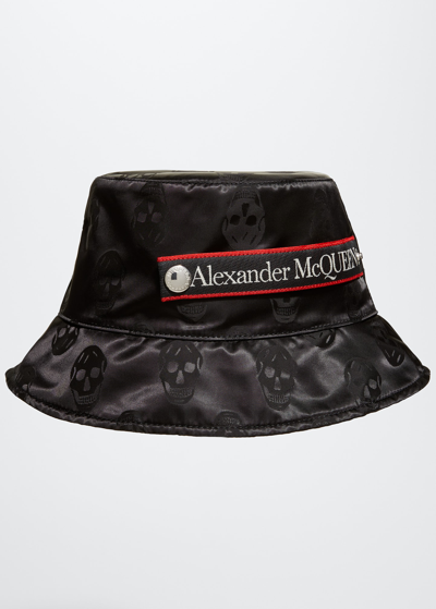 Shop Alexander Mcqueen Men's Biker Skull Bucket Hat In Black