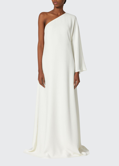 Shop Valentino One-shoulder Silk Gown In Ivory