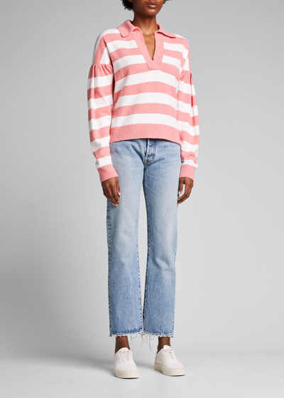 Shop Tanya Taylor Maisie Striped Knit Sweater In Salmon Rose/seasa