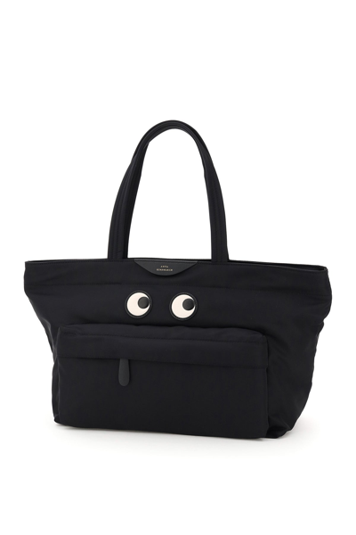Shop Anya Hindmarch Eyes Zipped Top Handle Bag In Black