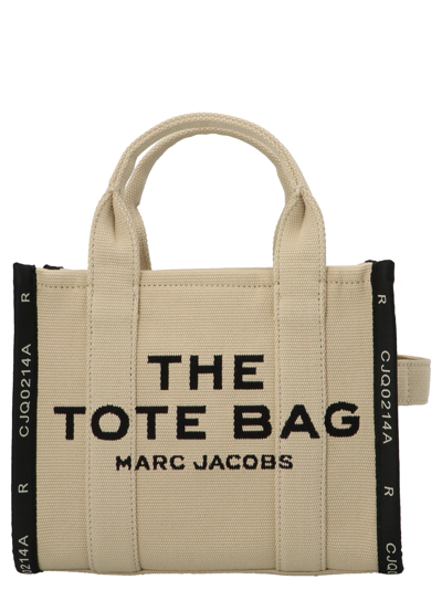 Shop Marc Jacobs The Jacquard Mini Traveler Tote Bag In Beige
