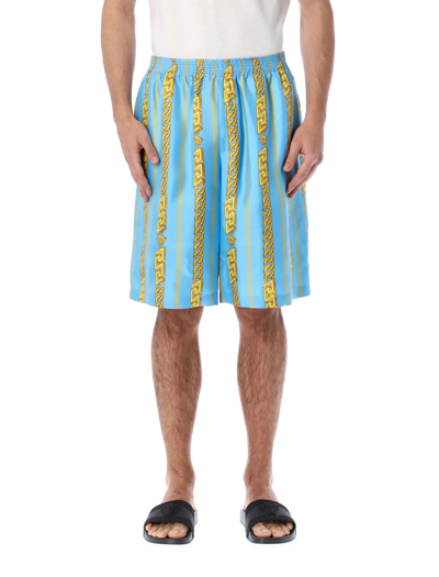 Shop Versace Chain Link Printed Shorts In Multi