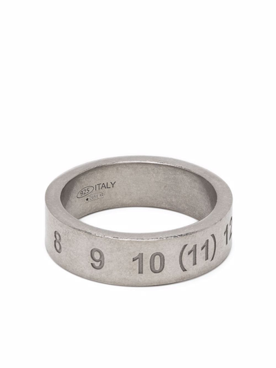 Shop Maison Margiela Number-engraved Ring In Silver