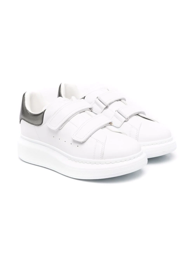Shop Alexander Mcqueen Alexander Mc Queen Kids Leather Touch-strap Sneakers In White