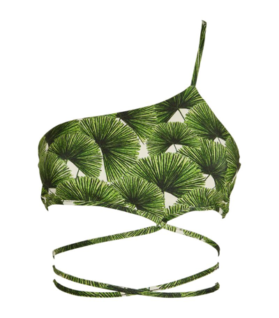 Shop Agua By Agua Bendita Azucena One-shoulder Bikini Top In Green