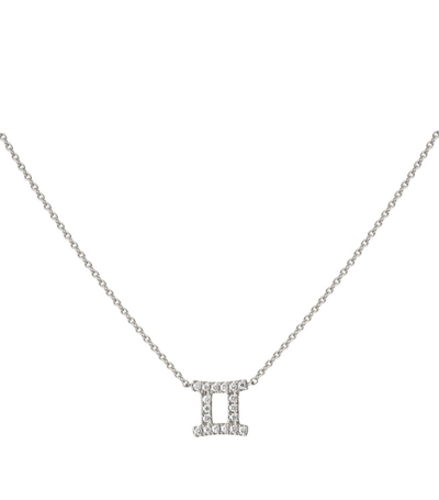 Shop Engelbert White Gold And Diamond Star Sign Gemini Necklace