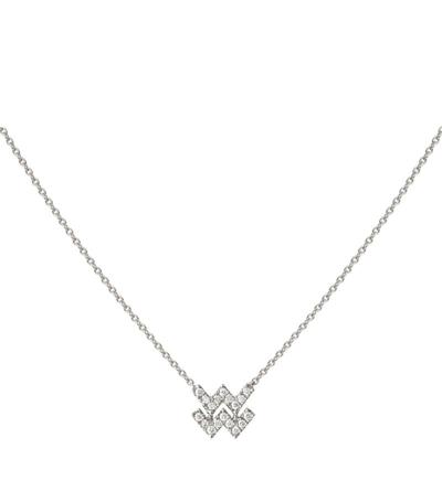 Shop Engelbert White Gold And Diamond Petit Sign Aquarius Necklace