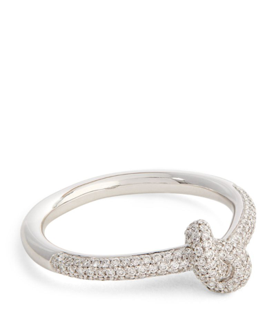 Shop Engelbert White Gold And Diamond Absolutely Slim Knot Ring