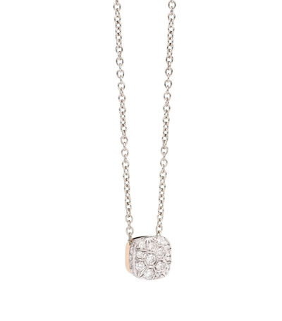 Shop Pomellato Mixed Gold And Diamond Nudo Necklace In Rose Gold