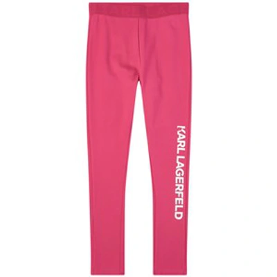 Shop Karl Lagerfeld Kids Pink Logo Leggings