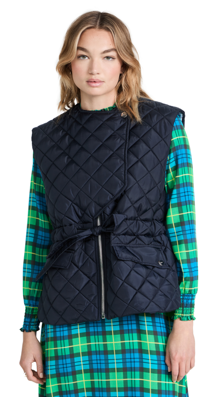 Shop Ganni Recycled Ripstop Quilt Vest In Sky Captain