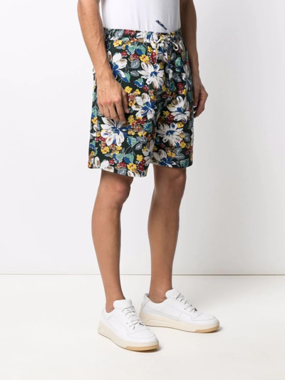 Ymc You Must Create Ymc Bermuda With Floral Print In Green