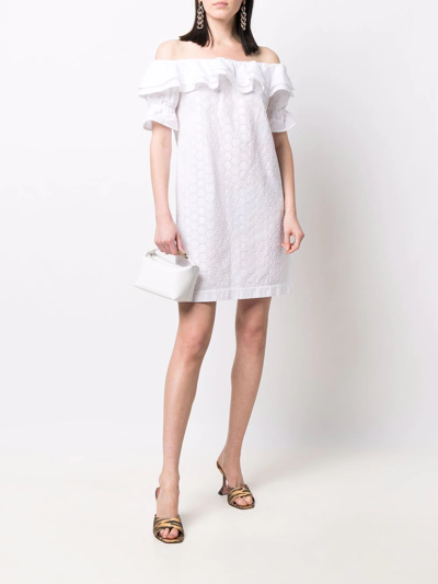 Shop Philipp Plein Sangallo Lace Dress In Weiss