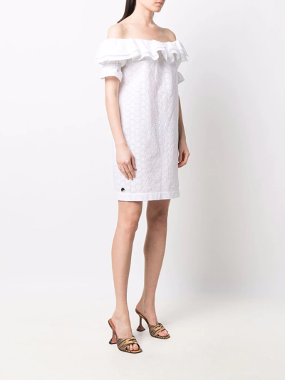 Shop Philipp Plein Sangallo Lace Dress In Weiss