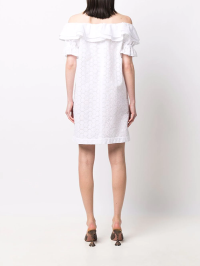 Shop Philipp Plein Sangallo Lace Dress In Weiss