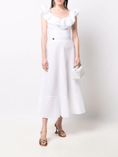 Shop Philipp Plein Lace-design Midi Dress In Weiss