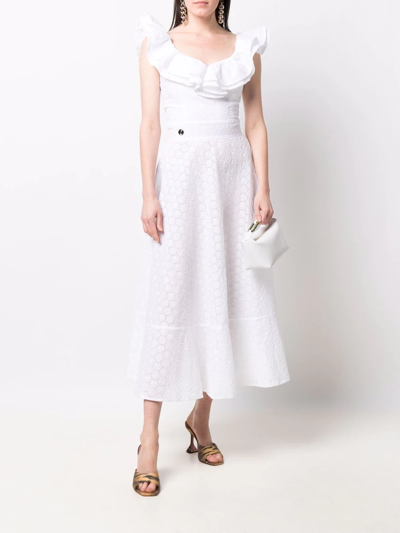 Philipp Plein Lace-design Midi Dress In Weiss
