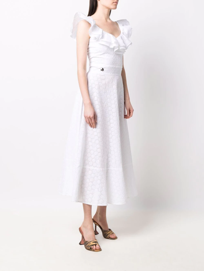 Philipp Plein Lace-design Midi Dress In Weiss