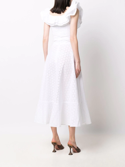 Philipp Plein Lace-design Midi Dress In Weiss