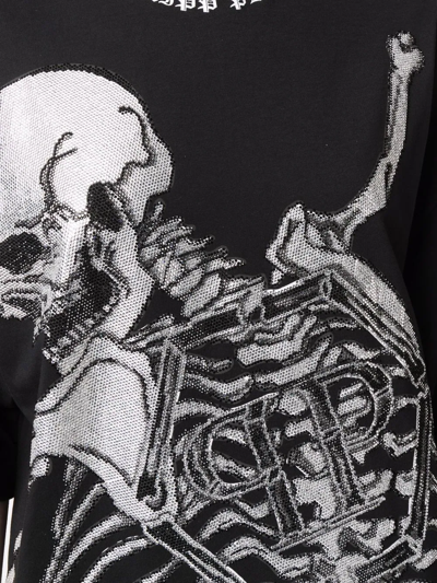 Shop Philipp Plein Skeleton Print T-shirt Dress In Schwarz