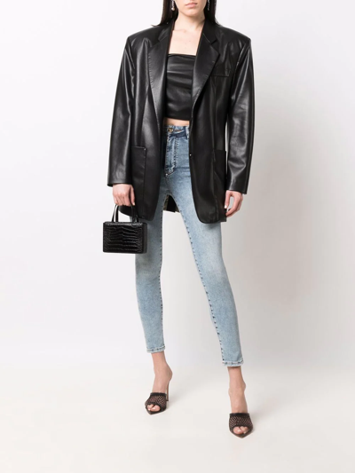 Philipp Plein Skull-embroidered High-waisted Jeans In Blau