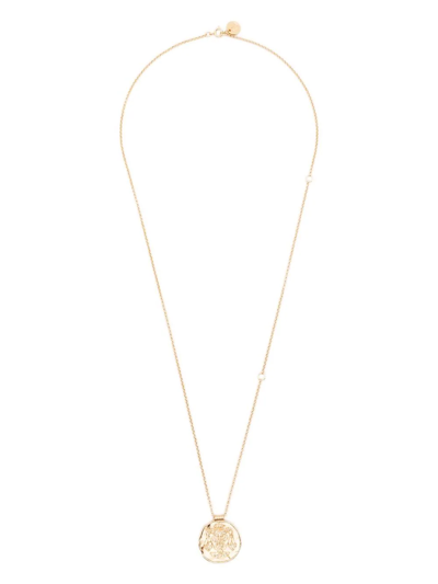 Shop Maje Zodiac Medal Pendant Necklace In Gold