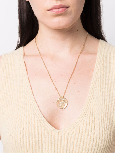 Shop Maje Zodiac Medal Pendant Necklace In Gold