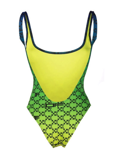 Shop Off-white Logo-print Gradient Swimsuit In Mehrfarbig