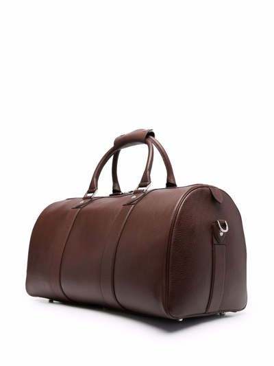 Shop Aspinal Of London Boston Pebbled Large Holdall Bag In Braun