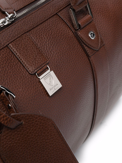 Aspinal Of London Boston Pebbled Large Holdall Bag In Braun