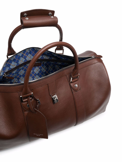 Shop Aspinal Of London Boston Pebbled Large Holdall Bag In Braun